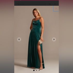 Dark turquoise velvet bridesmaid/prom dress